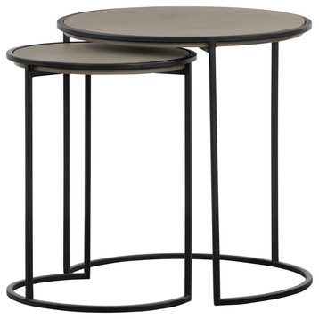 Armen Living Rina 2 Piece Nesting End Table Set, Black - LCRILACCGR