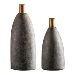 Uttermost - Uttermost Kasen Charcoal Vases, Set of 2 - Vases