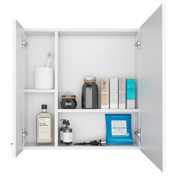 Kenya 1-Door Medicine Cabinet with Mirror, Four Internal Shelves - White