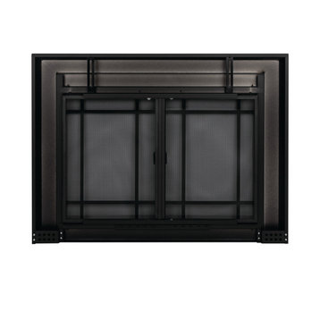 Pleasant Hearth Easton Collection Fireplace Glass Door, Black, Medium