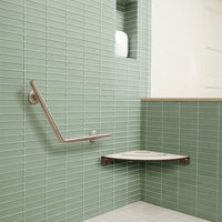 White Corner Shower Seat With 18" Radius
