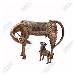 DHOKRA KAMDHENU- COW & CALF - Decorative Objects And Figurines