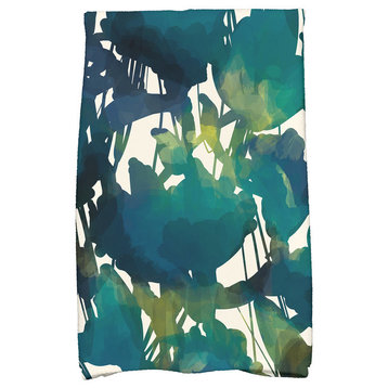 Abstract Floral Floral Print Hand Towel, Teal