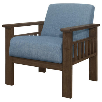 Accent Chair, Wooden Frame With Cushioned Seat & Track Arms