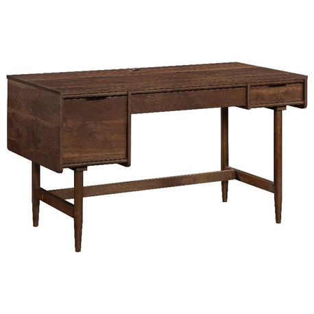 Pemberly Row Contemporary Engineered Wood Desk in Grand Walnut Finish