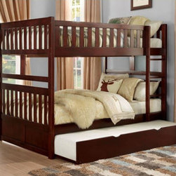 B2013FFDC-1 ROWE DARK CHERRY WOOD KIDS FULL FULL BUNK BEDS TRUNDLE - Kids Beds