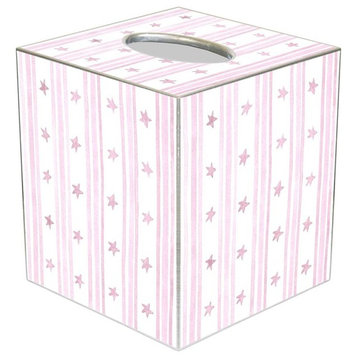 TB1437 - Pink Wavy Stars & Stripes Tissue Box Cover