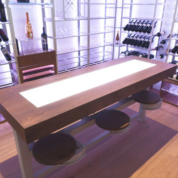 Ocean Wine Room with Custom Counter and Stools