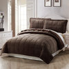 3 Piece Box Quilted Micromink King Bedspread, Chocolate