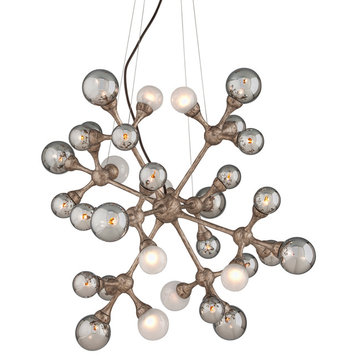 Element, 32-Light Pendant Vienna Bronze Finish, Smoked And Frosted White Balls