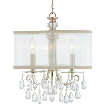 Crystorama 5623-CH 3 Light Mini Chandelier in Polished Chrome with Silk