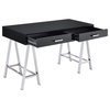 ACME Coleen 2-Drawer Metal Home Office Desk in Black and Chrome