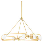 Hudson Valley Lighting - Hartford 8 Light Chandelier - Hartford starts with the open, streamlined form of a round chandelier and updates it through on-trend material. A series of glass globes capped in Aged Brass and set at opposite ends of an open cylindrical frame form the airy, jewelry-inspired silhouette. The globes are made of a unique fizz glass, a dense bubble glass that is stunning when lit.