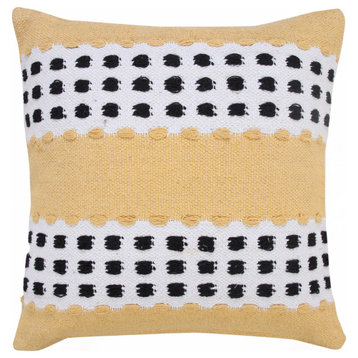 Metropolitan Woven Dash Grid Yellow Striped 20" x 20" Throw Pillow