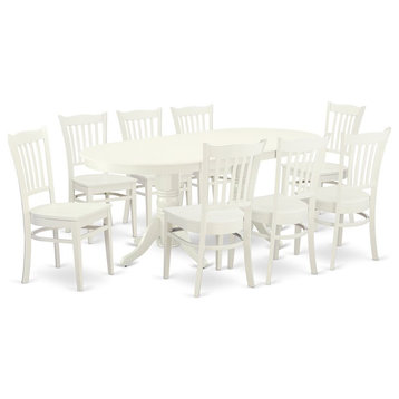 East West Furniture Vancouver 9-piece Wood Dining Table and Chair Set in White