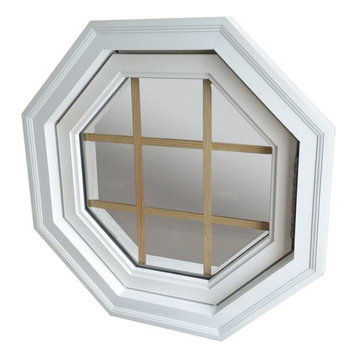Cabin Breeze Wood Vent Oct Window W/Grille RH, Primed Complete With Low-E Glass