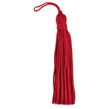 Set of 10 Red Chainette Tassel, 3 Inch Long with 1 Inch Loop, Basic Trim Collect
