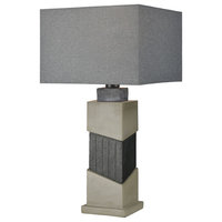 Inverness 1-Light Table Lamp, Black Slate With Fabric Shade