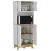 Brussel Microwave Pantry Cabinet, Light Oak/White