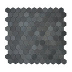 1" Hexagon Basalt Mosaic Tile, 11"x11.5"