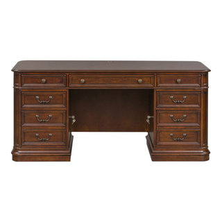 Martin Furniture 66W Wood Double Pedestal Executive Desk Dark Brown