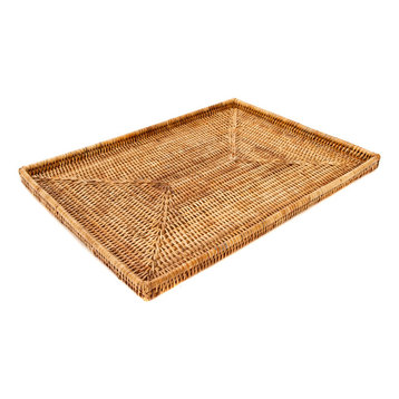 Artifacts Rattan Rectangular Flat Tray, Honey Brown