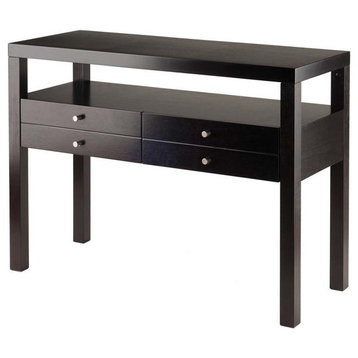 Pemberly Row Transitional Solid Wood Console Table in Espresso