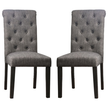 Set of 2 Dining Chairs, Antique Black and Gray