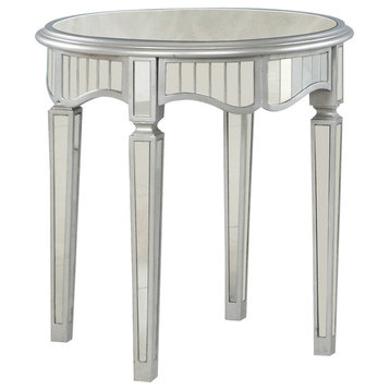 Royal Glam Round Mirrored Silver End Table