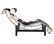 Le Corbusier Style LC4 Chaise, White/Black Pony Hide