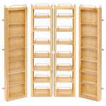 Rev-A-Shelf - Wood Swing Out Pantry Cabinet Organizer Kit, 12"Wx7.5"Dx51"H - Rev-A-Shelf introduces the 4WP Series Swing-Out Wood Pantry System. Created for both Base and Tall 36� Pantry cabinets, the series features amenities the competitors just don't offer: From an industrial piano hinge, adjustable inside door and pantry shelves with chrome rails, to the flexibility of being able to add or remove stylish chrome bars to the top of the units for additional shelf space on both doors and swing-out pantry. The solid construction consists of 1/2� Maple that has a UV cured, clear finish to ensure a beautiful match to any cabinet. The complete kit includes two swing-out units and two door storage units with adjustable mounting brackets.