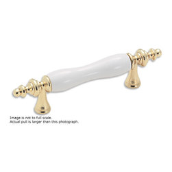 Amerock Cabinet Pull Allison Value Hardware, White/Polished Brass - BP76243W3 - Cabinet And Drawer Handle Pulls