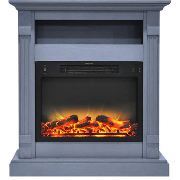 Drexel 34" Electric Fireplace Heater With Log Display, Multi-Color Flames
