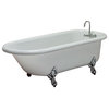 Regent White Clawfoot Tub With Chrome Feet, Drilled Rim Faucets