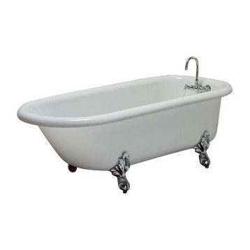 Regent White Clawfoot Tub With Chrome Feet, Wall Drilled Faucets