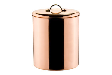 Polished Copper Cookie Jar WIth Brass Knob, 4Qt.