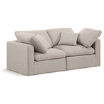 Meridian Furniture - Indulge Upholstered Modular Sofa, Beige, 2-Piece: 2 Corner Chair, Down Stuffed Linen Textured Fabric - Experience ultimate comfort and style with our beige linen textured fabric Indulge Sofa. The luxurious linen texture of the fabric will elevate the aesthetic of any room. This sofa provides ample space for you to relax while its modular build offers the option of unlimited configurations. Whether you're looking to add a stylish element to your living room or a comfortable seating option to your bedroom, this sofa is the perfect choice.
