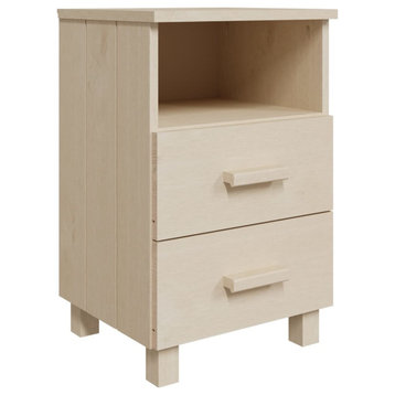vidaXL Nightstand Bedside Cabinet with 2 Drawers Honey Brown Solid Wood Pine