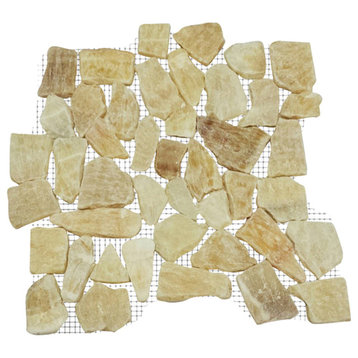 Interlocking Pebbles Tile Yellow Jelly Natural, 12"x12", Set of 30