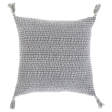 Madagascar MGS-003 Pillow Cover, Medium Gray, 22"x22", Pillow Cover Only