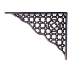 Import Wholesales - Decorative Shelf Bracket, Ornate Lattice, Rust Brown Cast Iron, 10" - Brackets