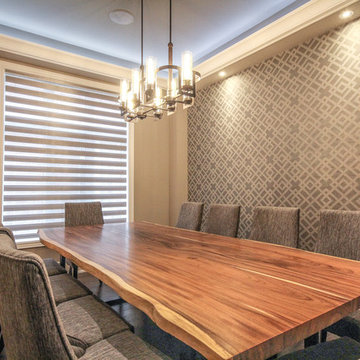 Modern Motorized zebra blinds in a great interior!
