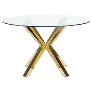 Bella Dining Table, Polished Gold Steel