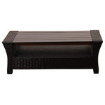 International Home Miami - Atlantic Staffordshire Black Wicker Coffee Table With Plastic Wood Top - The Atlantic Collection is the perfect match for any home. All of these sets are hand crafted from high quality resin wicker with rust-free aluminum frames and are held together with galvanized steel hardware. With our great workmanship and strong materials, we ensure sturdiness and longevity for this elegant collection. We use Durawood which is an environmentally friendly material that is built to last a lifetime.