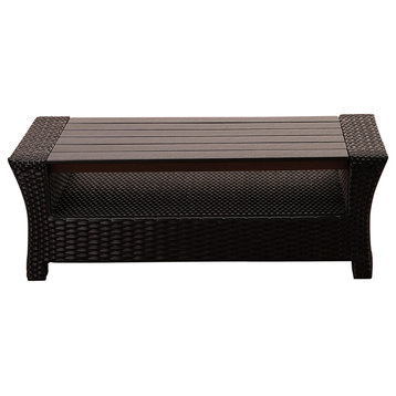 Atlantic Staffordshire Black Wicker Coffee Table With Plastic Wood Top
