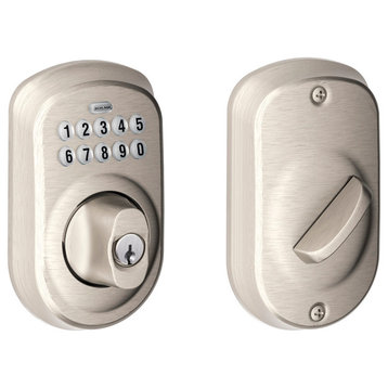 Schlage BE365-PLY Plymouth Electronic Keypad Single Cylinder - Satin Nickel
