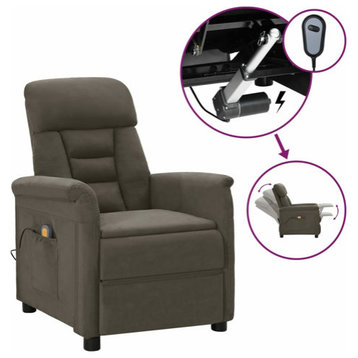 vidaXL Massage Chair Massaging Recliner Chair Dark Gray Faux Suede Leather