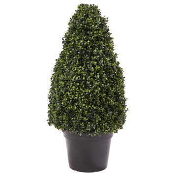 Pure Garden Artificial Boxwood Tower Topiary 36" Faux Plant