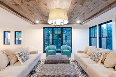 Inspiration for a coastal living room remodel in Boston