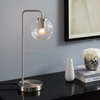 Table Lamp, Silver, Glass, Metal, Modern, Mid Century Cafe Bistro Hospitality